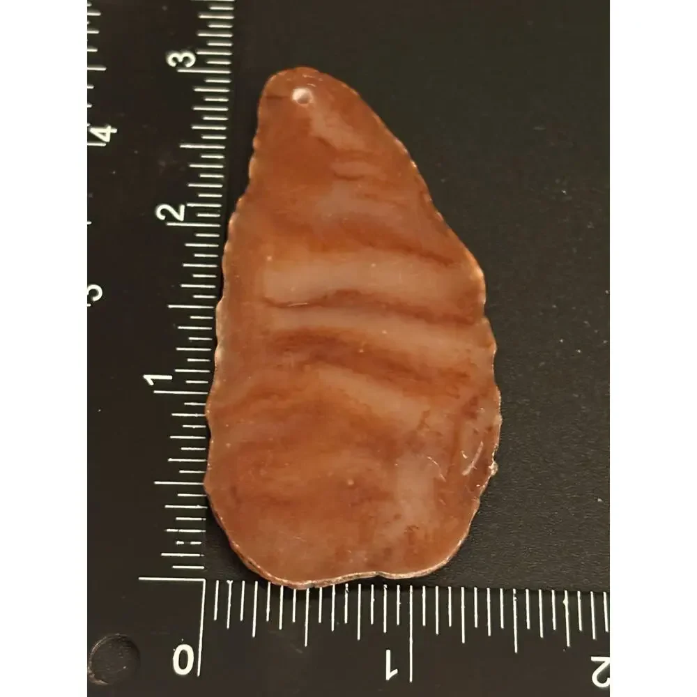 Vintage Banded Agate Slice Pendant Peach Freeform